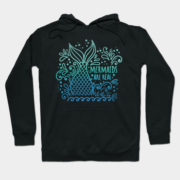 Mermaids are real green and blue Hoodie by SpicyNoodle